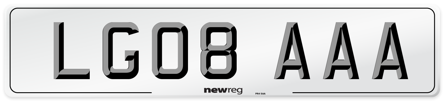 LG08 AAA Number Plate from New Reg